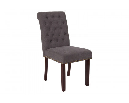 BLNK™ HERCULES Series Fabric Parsons Chair with Rolled Back, Accent Nail Trim and Walnut Finish - Dark Gray