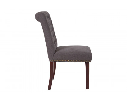 BLNK™ HERCULES Series Fabric Parsons Chair with Rolled Back, Accent Nail Trim and Walnut Finish - Dark Gray