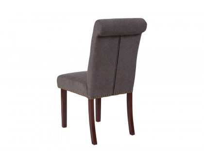 BLNK™ HERCULES Series Fabric Parsons Chair with Rolled Back, Accent Nail Trim and Walnut Finish - Dark Gray