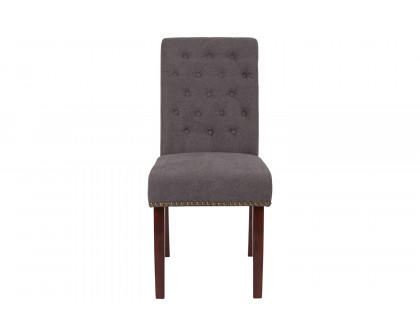 BLNK™ HERCULES Series Fabric Parsons Chair with Rolled Back, Accent Nail Trim and Walnut Finish - Dark Gray