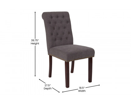 BLNK™ HERCULES Series Fabric Parsons Chair with Rolled Back, Accent Nail Trim and Walnut Finish - Dark Gray