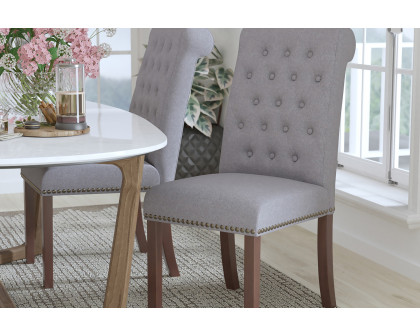 BLNK HERCULES Series Fabric Parsons Chair with Rolled Back, Accent Nail Trim and Walnut Finish