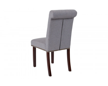 BLNK HERCULES Series Fabric Parsons Chair with Rolled Back, Accent Nail Trim and Walnut Finish - Light Gray