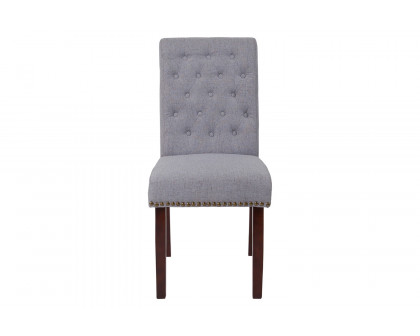 BLNK HERCULES Series Fabric Parsons Chair with Rolled Back, Accent Nail Trim and Walnut Finish - Light Gray