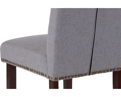 BLNK HERCULES Series Fabric Parsons Chair with Rolled Back, Accent Nail Trim and Walnut Finish - Light Gray