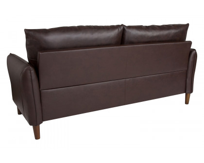 BLNK - Milton Park Upholstered Plush Pillow Back Sofa in Brown LeatherSoft