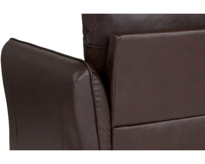 BLNK - Milton Park Upholstered Plush Pillow Back Sofa in Brown LeatherSoft