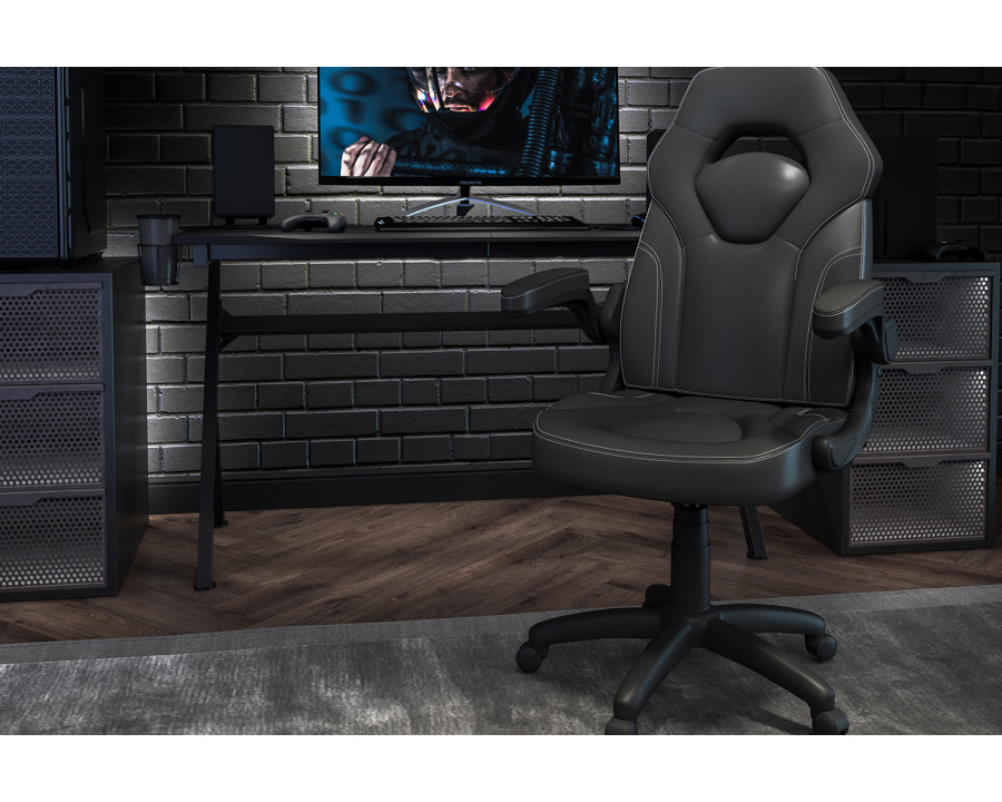 BLNK X10 Gaming Racing Office Ergonomic Computer PC Adjustable Swivel Chair with Flip-up Arms - Black