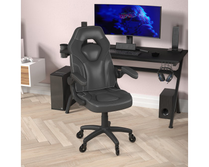 BLNK X10 Gaming Racing Office Computer PC Adjustable Chair with Flip-up Arms and Transparent Roller Wheels - Black