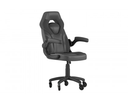 BLNK X10 Gaming Racing Office Computer PC Adjustable Chair with Flip-up Arms and Transparent Roller Wheels - Black