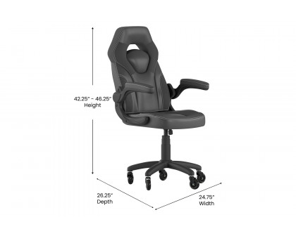 BLNK X10 Gaming Racing Office Computer PC Adjustable Chair with Flip-up Arms and Transparent Roller Wheels - Black