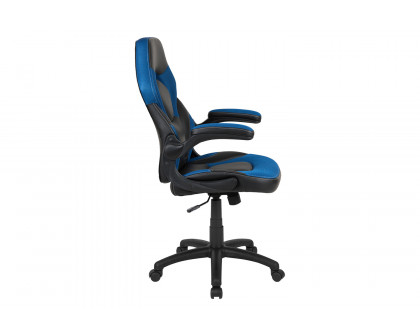 BLNK X10 Gaming Racing Office Ergonomic Computer PC Adjustable Swivel Chair with Flip-up Arms - Blue/Black