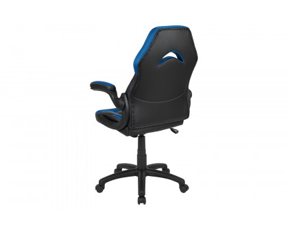 BLNK X10 Gaming Racing Office Ergonomic Computer PC Adjustable Swivel Chair with Flip-up Arms - Blue/Black