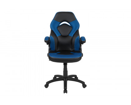 BLNK X10 Gaming Racing Office Ergonomic Computer PC Adjustable Swivel Chair with Flip-up Arms - Blue/Black