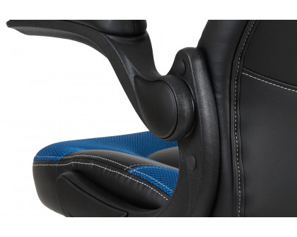 BLNK X10 Gaming Racing Office Ergonomic Computer PC Adjustable Swivel Chair with Flip-up Arms - Blue/Black