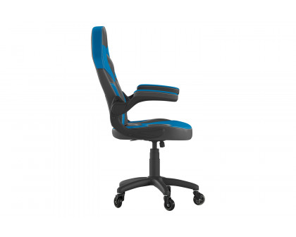 BLNK X10 Gaming Racing Office Computer PC Adjustable Chair with Flip-up Arms and Transparent Roller Wheels - Blue/Black