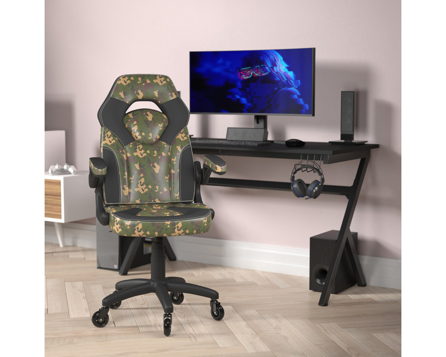 BLNK X10 Gaming Racing Computer PC Adjustable Chair with Flip-up Arms and Transparent Roller Wheels