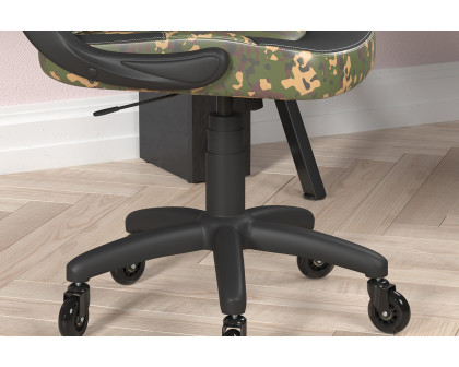 BLNK X10 Gaming Racing Computer PC Adjustable Chair with Flip-up Arms and Transparent Roller Wheels - Camouflage/Black