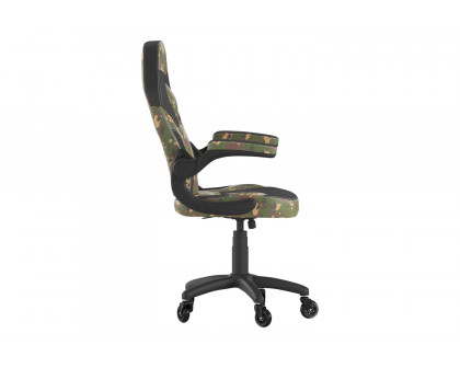 BLNK X10 Gaming Racing Computer PC Adjustable Chair with Flip-up Arms and Transparent Roller Wheels - Camouflage/Black