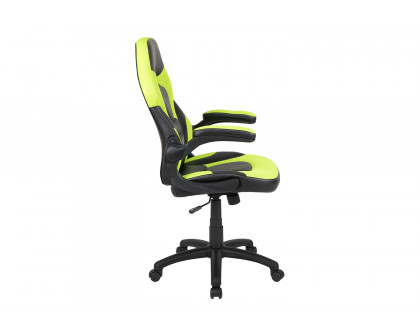 BLNK X10 Gaming Racing Office Ergonomic Computer PC Adjustable Swivel Chair with Flip-up Arms - Neon Green/Black