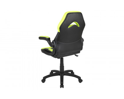 BLNK X10 Gaming Racing Office Ergonomic Computer PC Adjustable Swivel Chair with Flip-up Arms - Neon Green/Black