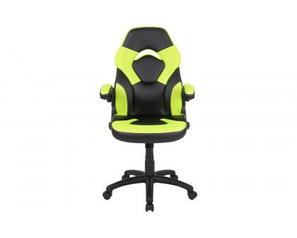 BLNK X10 Gaming Racing Office Ergonomic Computer PC Adjustable Swivel Chair with Flip-up Arms - Neon Green/Black