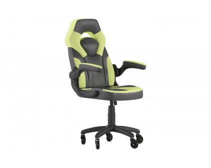 BLNK X10 Gaming Racing Computer PC Adjustable Chair with Flip-up Arms and Transparent Roller Wheels - Neon Green/Black