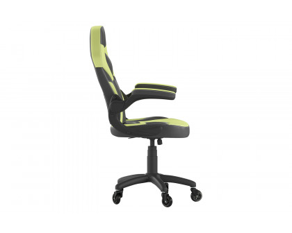 BLNK X10 Gaming Racing Computer PC Adjustable Chair with Flip-up Arms and Transparent Roller Wheels - Neon Green/Black