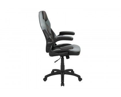 BLNK X10 Gaming Racing Office Ergonomic Computer PC Adjustable Swivel Chair with Flip-up Arms - Gray/Black