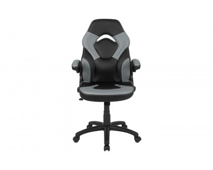 BLNK X10 Gaming Racing Office Ergonomic Computer PC Adjustable Swivel Chair with Flip-up Arms - Gray/Black