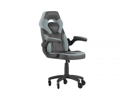 BLNK X10 Gaming Racing Office Computer PC Adjustable Chair with Flip-up Arms and Transparent Roller Wheels - Gray/Black