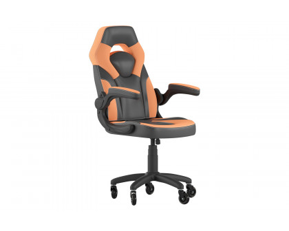 BLNK X10 Gaming Racing Office Computer PC Adjustable Chair with Flip-up Arms and Transparent Roller Wheels - Orange/Black