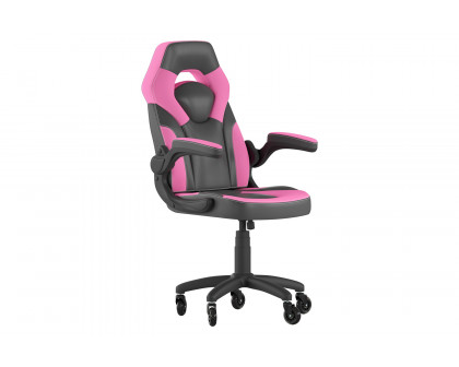 BLNK X10 Gaming Racing Office Computer PC Adjustable Chair with Flip-up Arms and Transparent Roller Wheels - Pink/Black