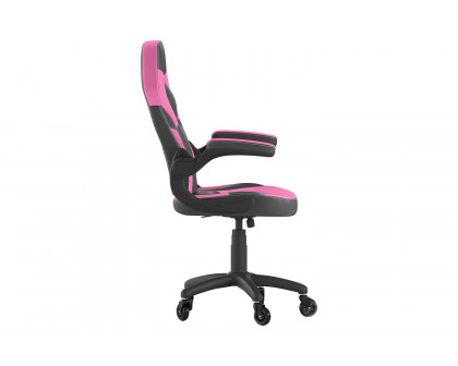 BLNK X10 Gaming Racing Office Computer PC Adjustable Chair with Flip-up Arms and Transparent Roller Wheels - Pink/Black