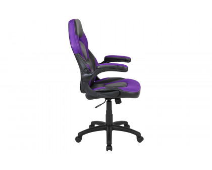 BLNK X10 Gaming Racing Office Ergonomic Computer PC Adjustable Swivel Chair with Flip-up Arms - Purple/Black