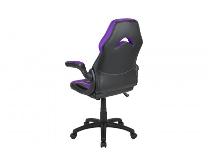 BLNK X10 Gaming Racing Office Ergonomic Computer PC Adjustable Swivel Chair with Flip-up Arms - Purple/Black