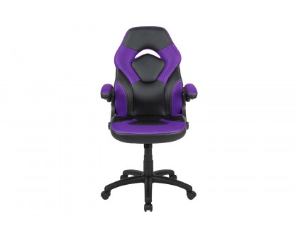 BLNK X10 Gaming Racing Office Ergonomic Computer PC Adjustable Swivel Chair with Flip-up Arms - Purple/Black