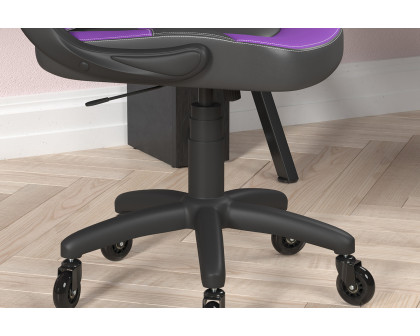 BLNK X10 Gaming Racing Office Computer PC Adjustable Chair with Flip-up Arms and Transparent Roller Wheels - Purple/Black