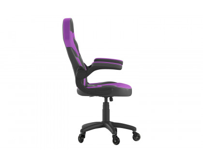 BLNK X10 Gaming Racing Office Computer PC Adjustable Chair with Flip-up Arms and Transparent Roller Wheels - Purple/Black