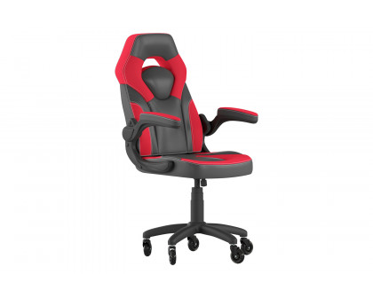 BLNK X10 Gaming Racing Office Computer PC Adjustable Chair with Flip-up Arms and Transparent Roller Wheels - Red/Black