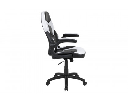 BLNK X10 Gaming Racing Office Ergonomic Computer PC Adjustable Swivel Chair with Flip-up Arms - White/Black