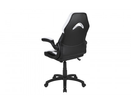 BLNK X10 Gaming Racing Office Ergonomic Computer PC Adjustable Swivel Chair with Flip-up Arms - White/Black