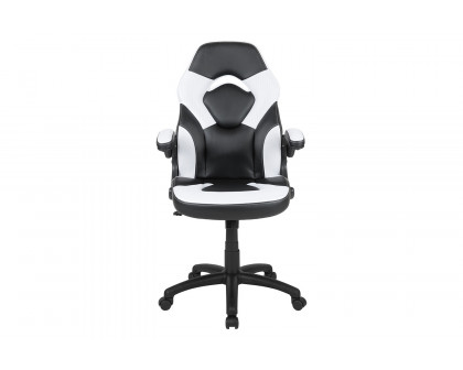 BLNK X10 Gaming Racing Office Ergonomic Computer PC Adjustable Swivel Chair with Flip-up Arms - White/Black