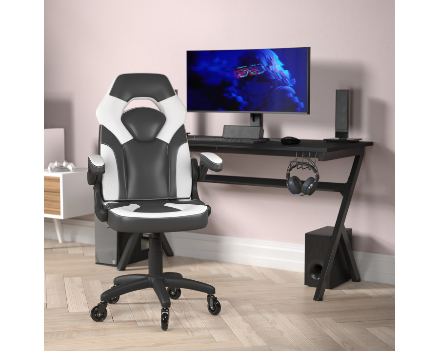 BLNK X10 Gaming Racing Office Computer PC Adjustable Chair with Flip-up Arms and Transparent Roller Wheels