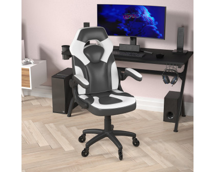 BLNK X10 Gaming Racing Office Computer PC Adjustable Chair with Flip-up Arms and Transparent Roller Wheels