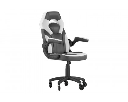 BLNK X10 Gaming Racing Office Computer PC Adjustable Chair with Flip-up Arms and Transparent Roller Wheels - White/Black