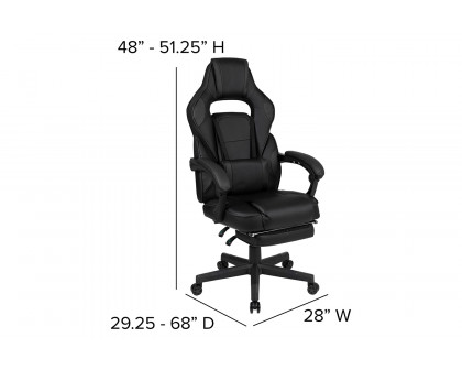 BLNK X40 Gaming Racing Ergonomic Computer Chair with Fully Reclining Back/Arms, Slide-Out Footrest, Massaging Lumbar - Black