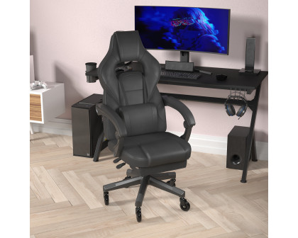 BLNK X40 Gaming Racing Computer Chair with Fully Reclining Back/Arms and Transparent Roller Wheels, Slide-Out Footrest - Black