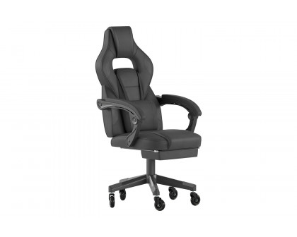 BLNK X40 Gaming Racing Computer Chair with Fully Reclining Back/Arms and Transparent Roller Wheels, Slide-Out Footrest - Black