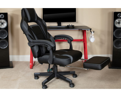 BLNK X40 Gaming Racing Ergonomic Computer Chair with Fully Reclining Back/Arms, Slide-Out Footrest, Massaging Lumbar - Black/Gray